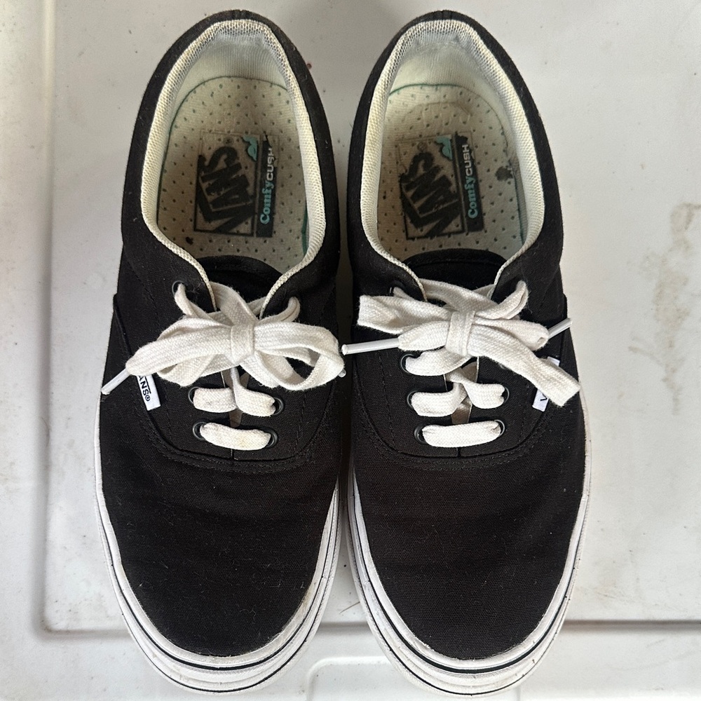 Vans Black Canvas Low-Top Sneakers with White Laces
